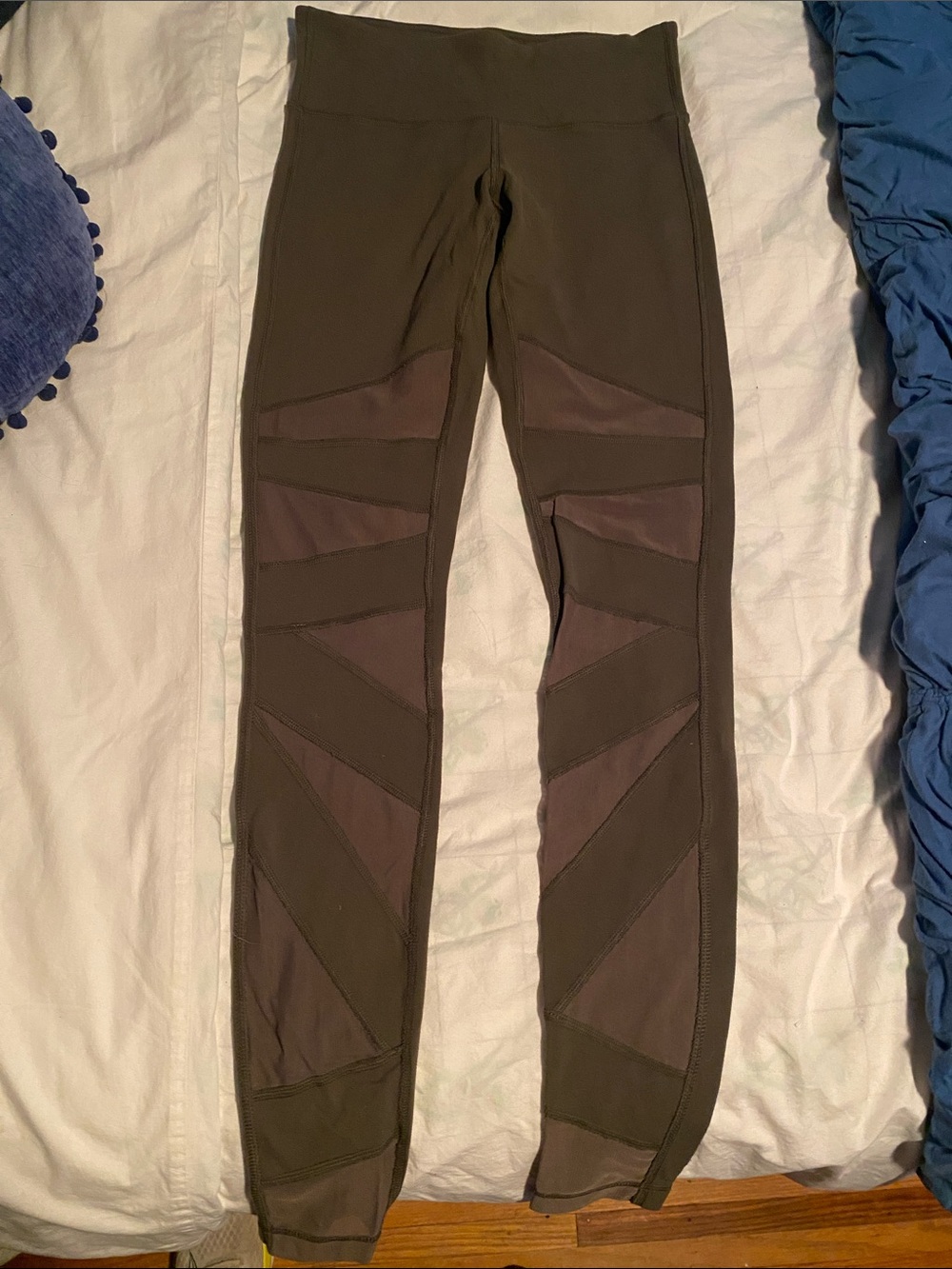 lululemon athletica Olive Green Mesh Detail Leggings